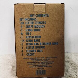 Avon 100 Piece Cake Decorating Letter Press Set Stencils Molds‎ Tips Kit